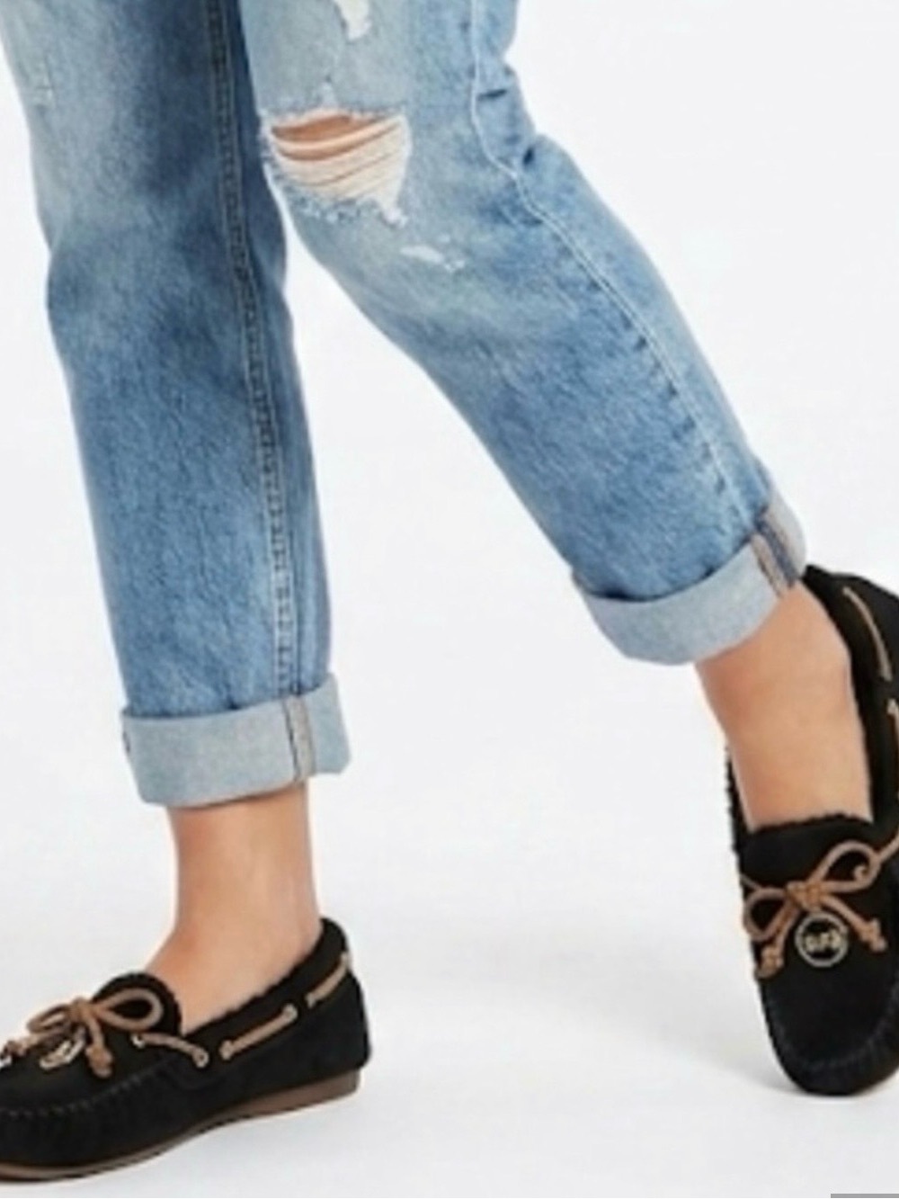 Coach Antonia Black Suede Moccasin Loafers with Sherling Lining